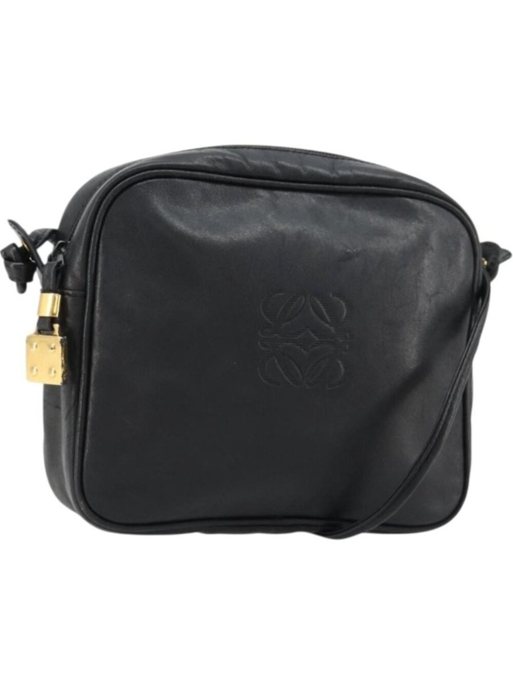 LOEWE Shoulder Bag Leather Black Gold